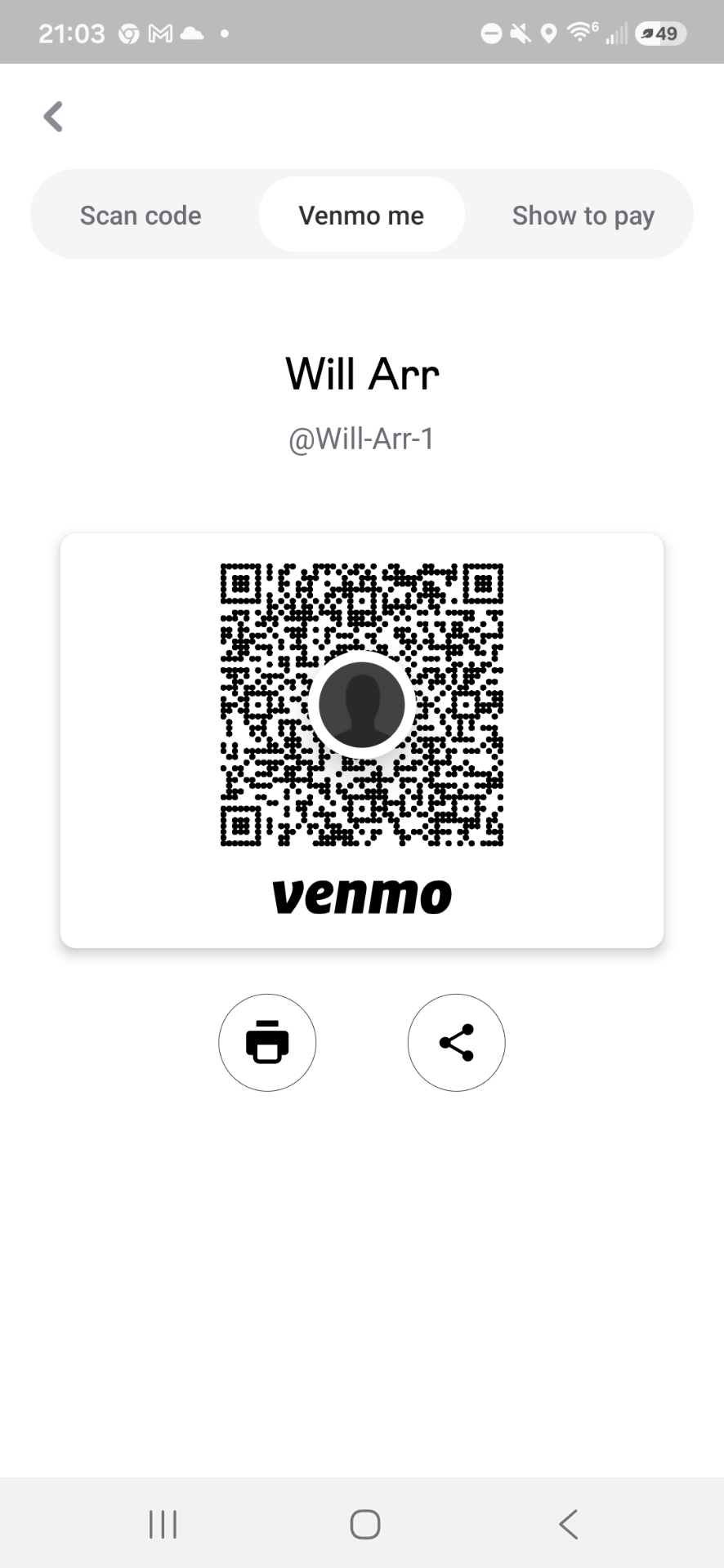Venmo QR code for Will Arr (@Will-Arr-1)